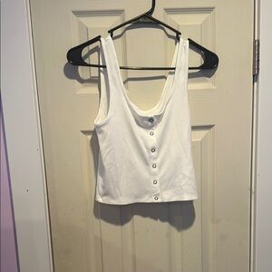 American Eagle Outfitters White Button-Front Tank Top
